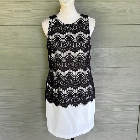 Xscape by Joanna Chen Sleeveless Dress with a Lace Overlay - Picture 1 of 9